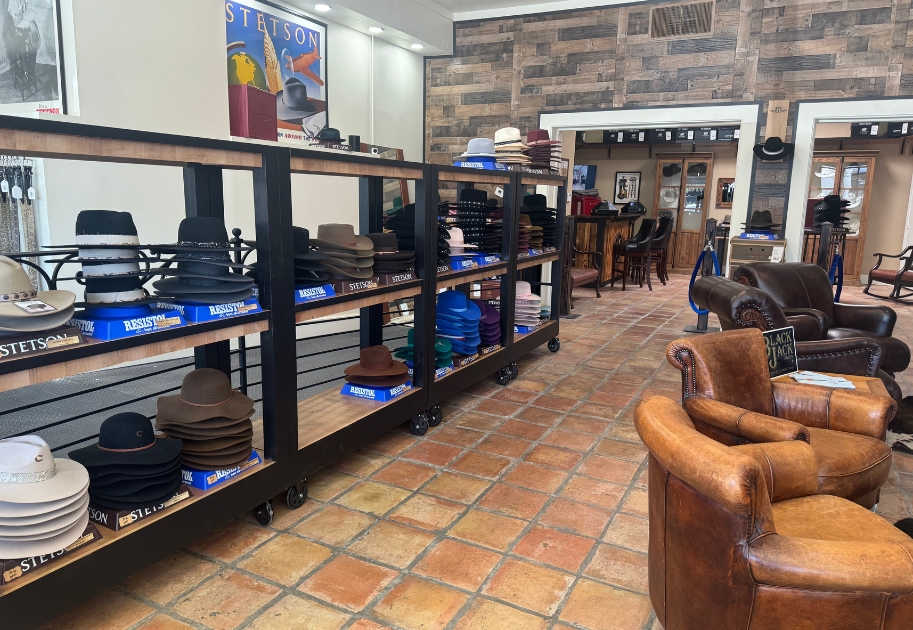 Custom mobile hat racks at The McKinney Hat Company